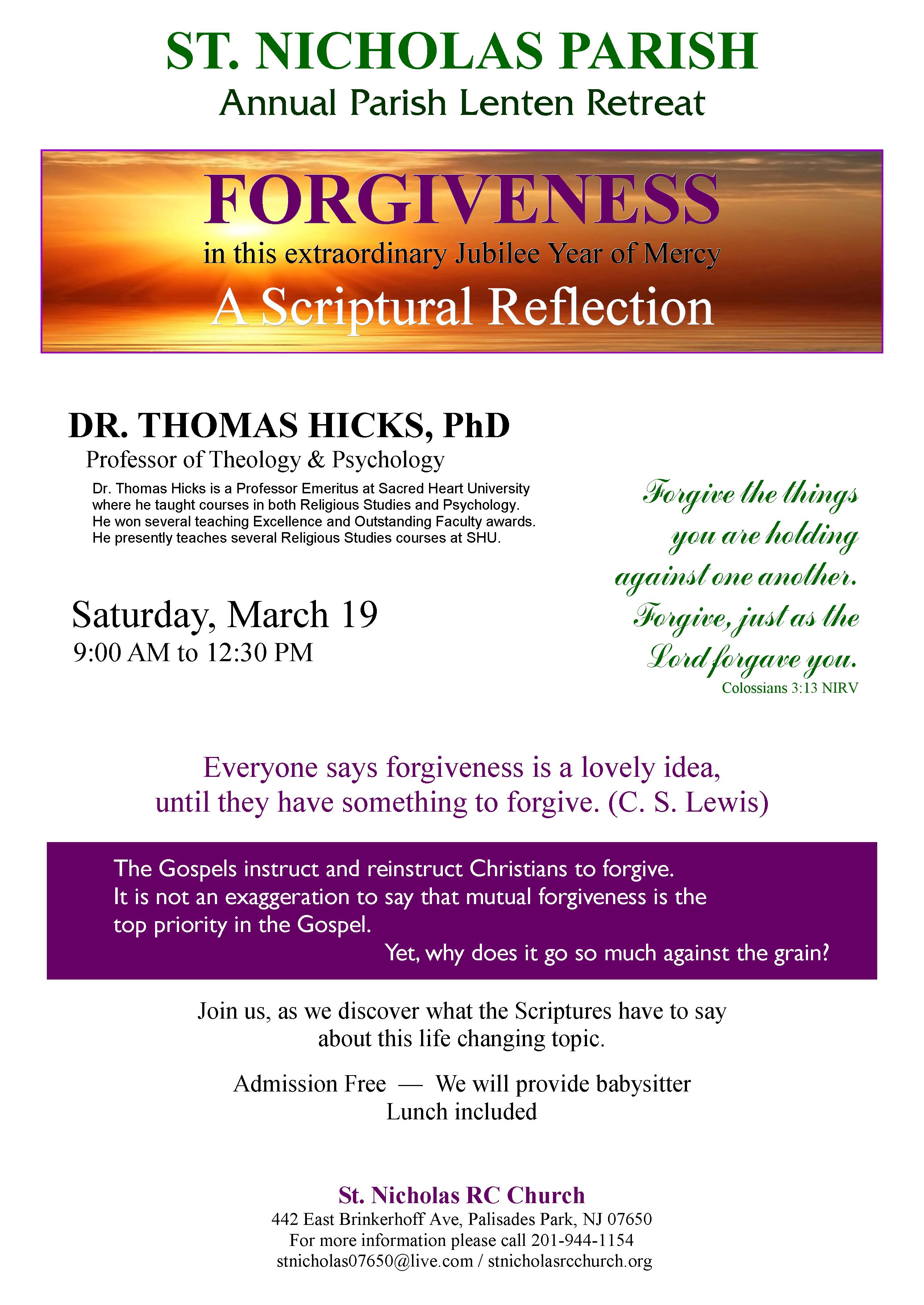 Lenten Retreat 2016 St. Nicholas RC Church